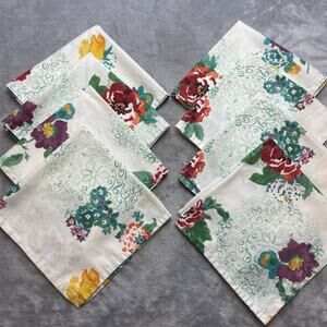 Pioneer Woman Country Floral Napkins 17" Square Yellow Purple Red Set of 8